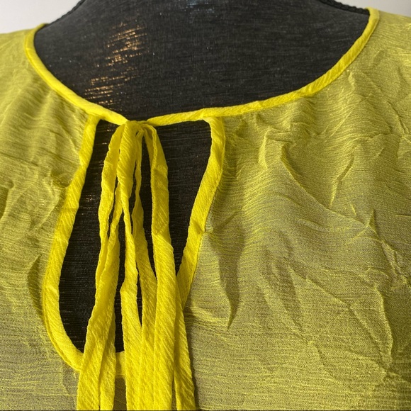 Yellow Silk Sheer Flare Sleeve Swim Coverup - Picture 4 of 13